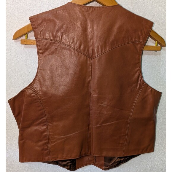 Lady Grais Originals Womens Size 18 Vintage 80's Brown Leather Vest (369m) - Picture 2 of 3